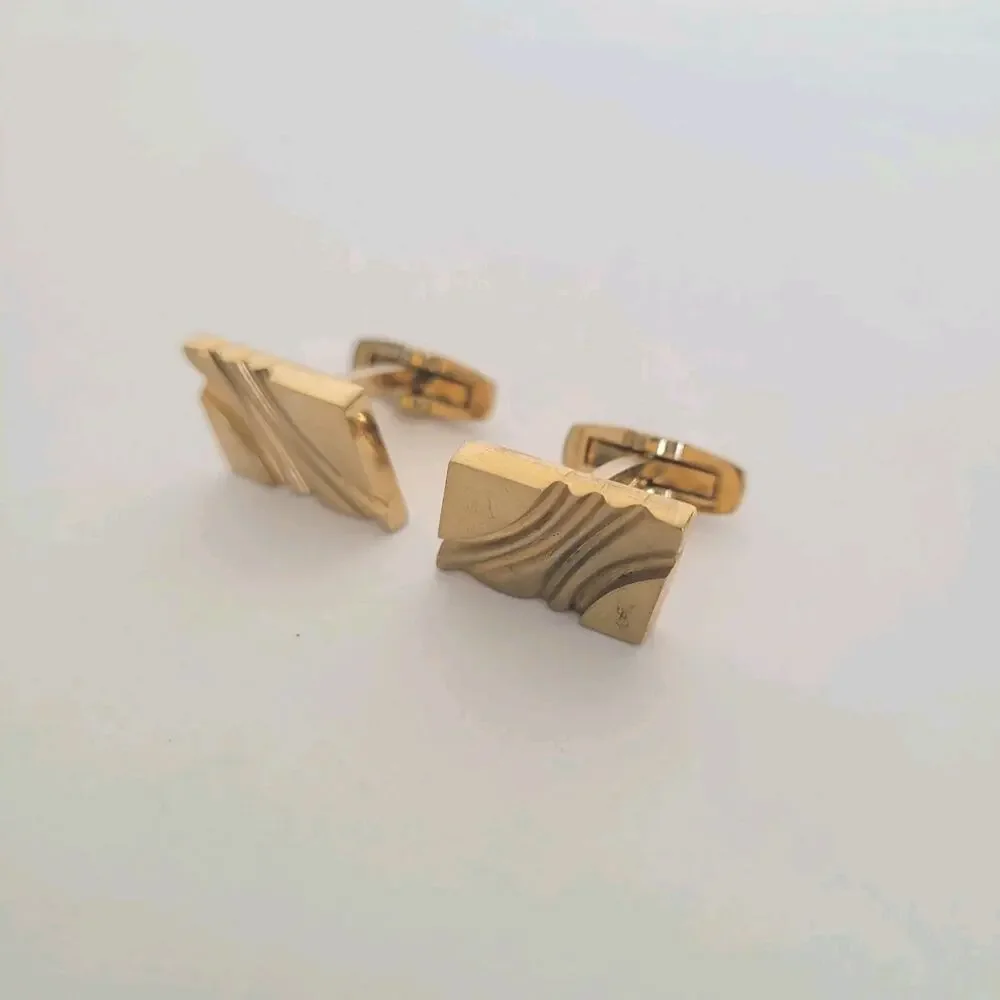 Yves Saint Laurent YSL Gold Tone Silver 925 Logo Cufflinks Designer Retro